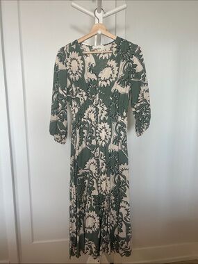 ba&sh Green and Cream Floral Maxi Dress